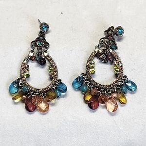 ✨ Honey & Crystal Beaded Waterfall Cluster Earrings ✨